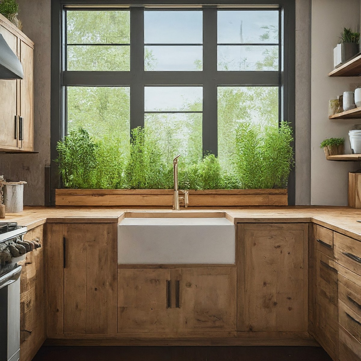 Eco-conscious kitchen with sustainable materials