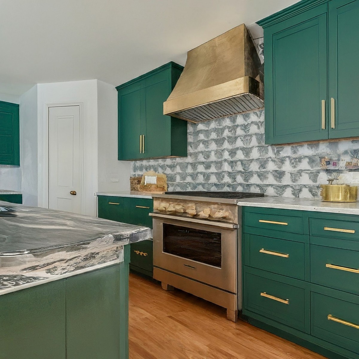 Kitchen with bold colors and playful patterns