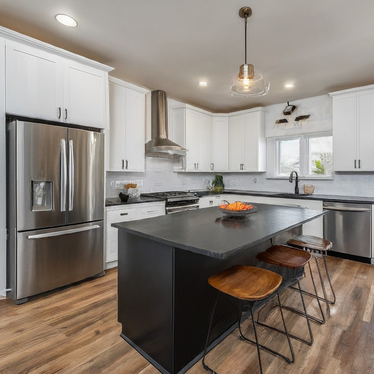 Modern kitchen with sleek finishes and integrated appliances